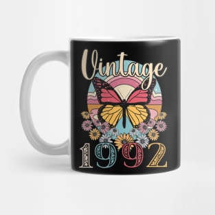 Floral Butterfly Retro Vintage 1992 31st Birthday Mug